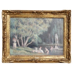 Antique Maximilien Luce “Les Baigneurs Au Jet D’eau” Oil Painting