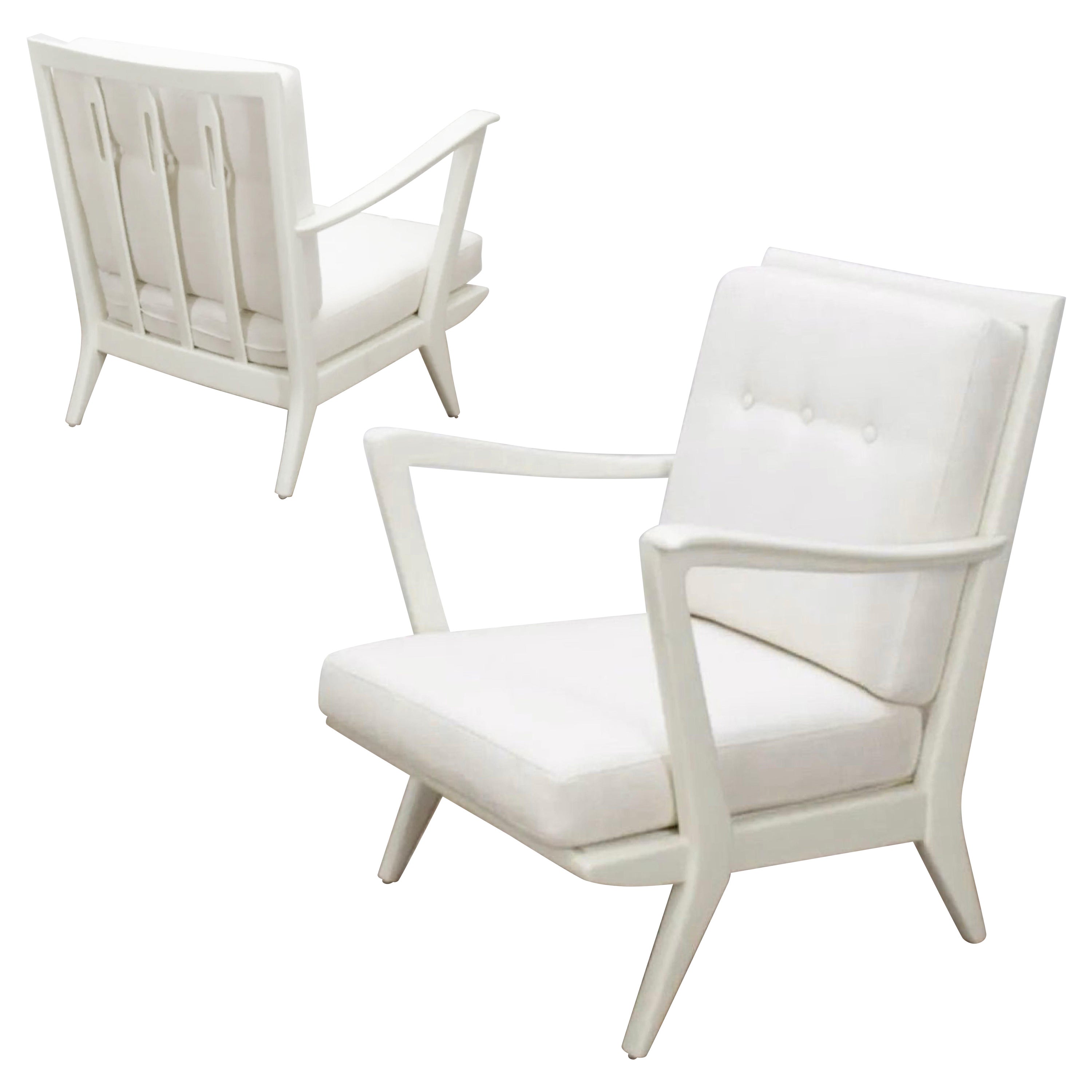Mid-Century Modern Fauteuil Gio Ponti modèle 516, noyer peint, blanc crème, 1950 en vente