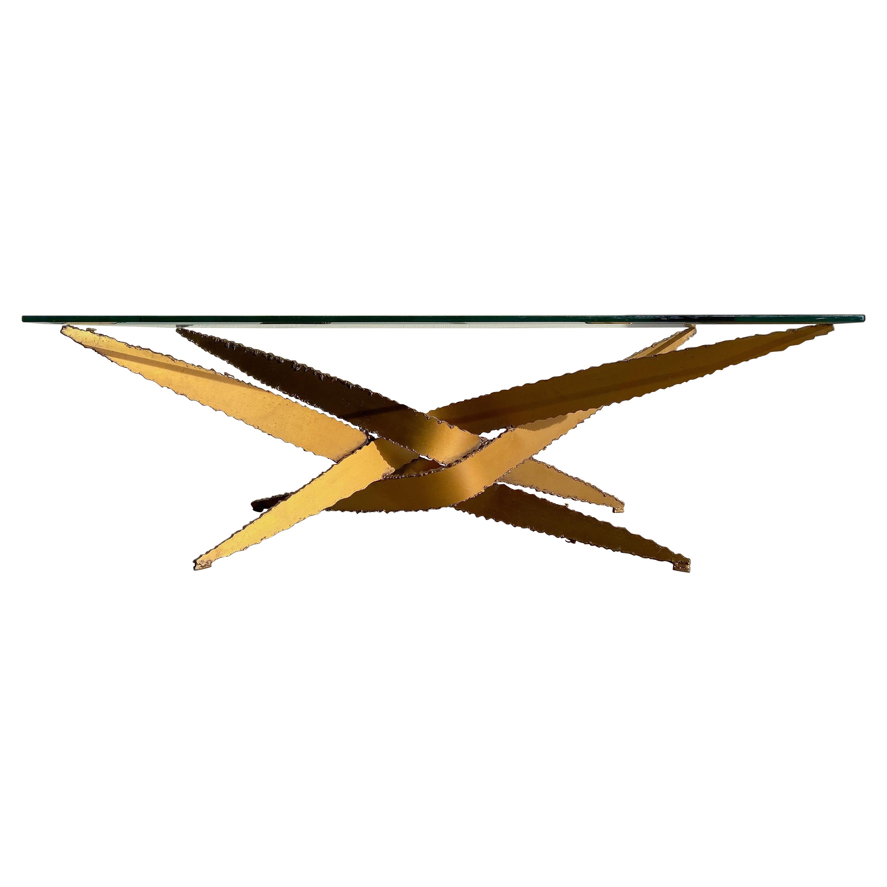 Silas Seandel Style Torch Cut Steel Coffee Table, 1970’s For Sale