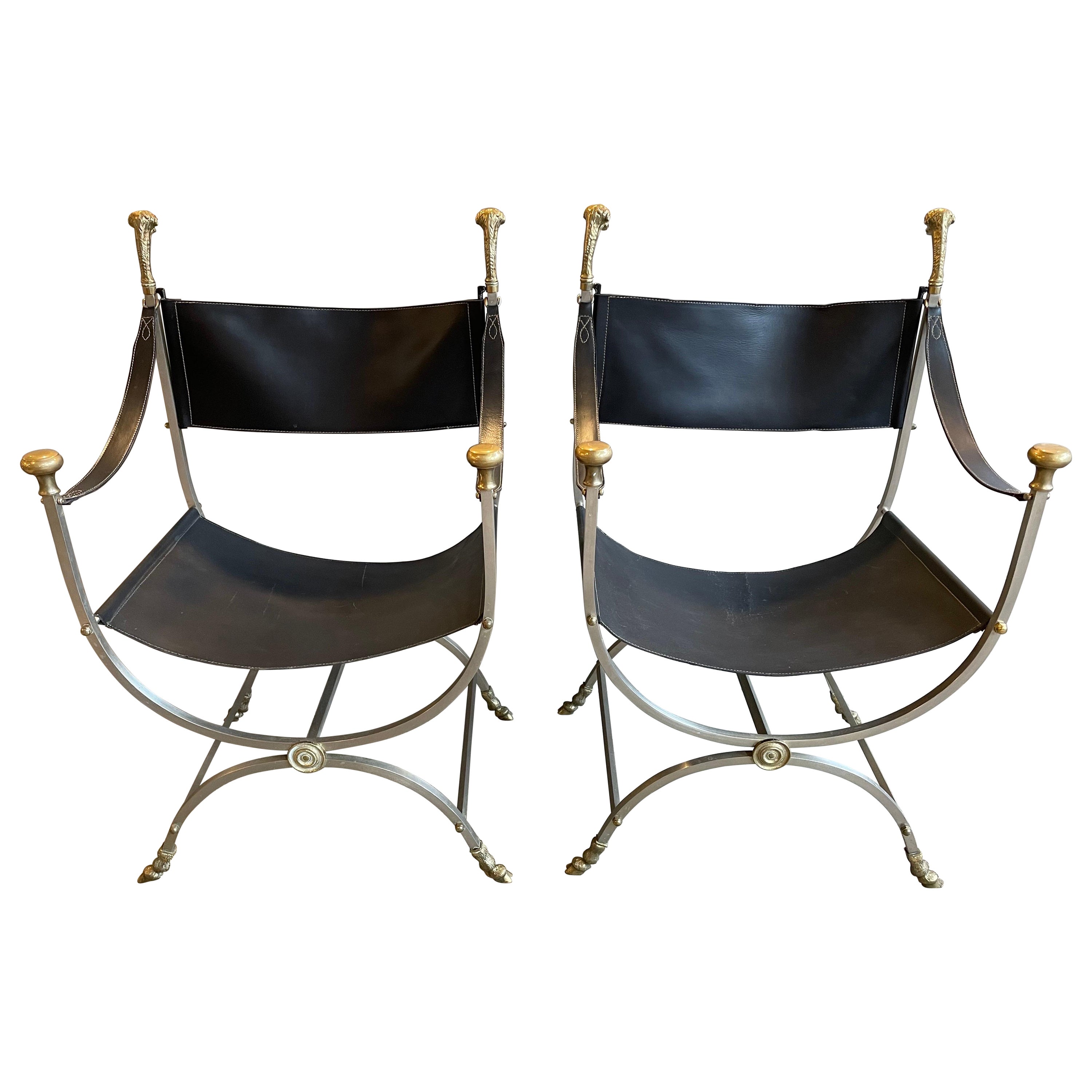 Curule Chairs in Style of Maison Jansen