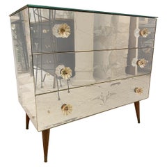 Antique Mirrored 1920-40s Chest of Drawers, France