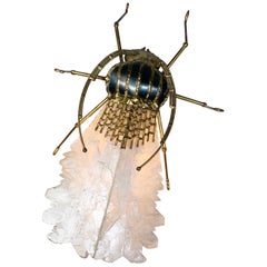 Henri Fernandez for Atelier Jacques Duval Brasseur Quartz and Bronze Insect Lamp