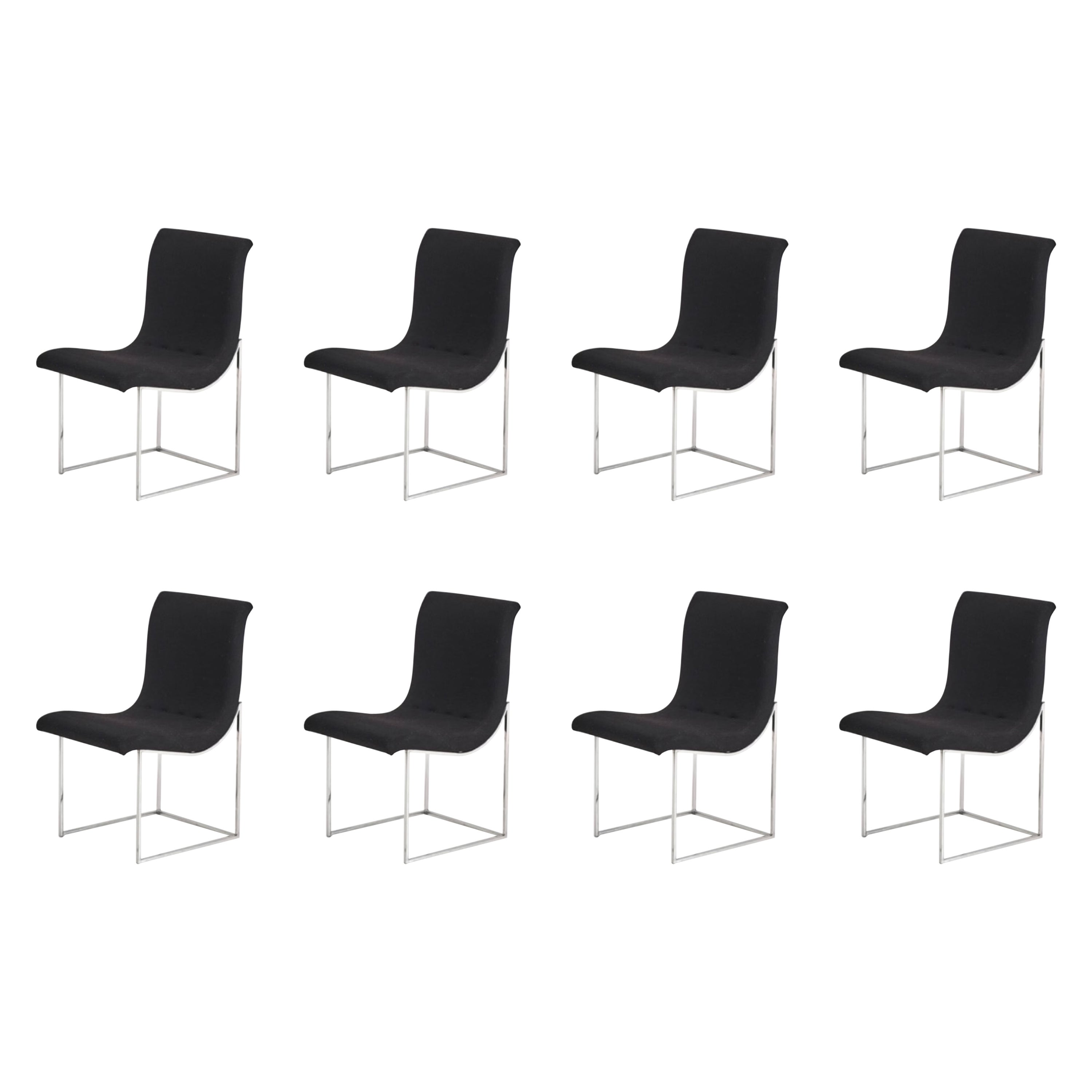 8 Milo Baughman Chrome “Scoop” Dining Chairs