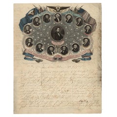 Amerikanisches Schreibtisch aus der Mitte des 19. Jahrhunderts mit Manuscript-Brief, signiert 1854