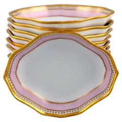 Kaiser, Germany, 11 Porcelain Dishes with Hand-Painted Pink and Gold Decoration