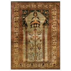 19th Century N.W. Persian Silk Heriz Carpet ( 4' x 6' - 122 x 183 )