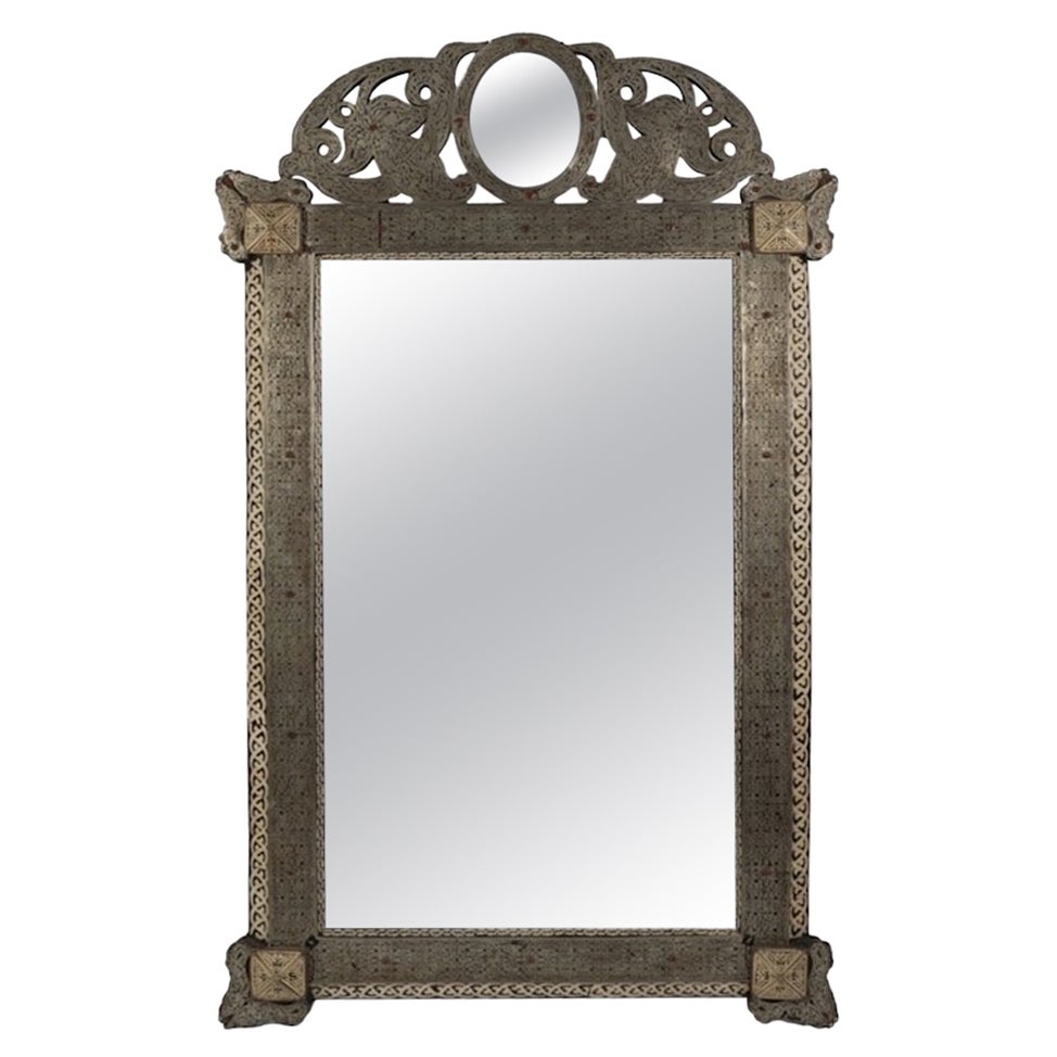 Giove Full Length Mirror, in Polished Marble, Brass and Velvet, Made in