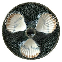 Majolica Three Shells Oyster Wall Plate Longchamp, circa 1890