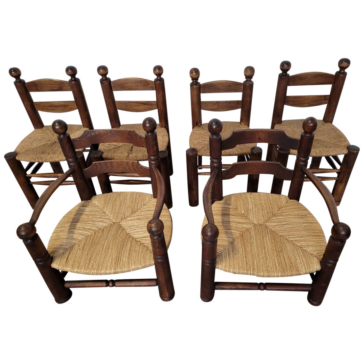 Set of 4 Chairs and 2 Armchairs Charles Dudouyt 1940