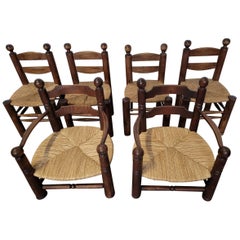 Set of 4 Chairs and 2 Armchairs Charles Dudouyt 1940
