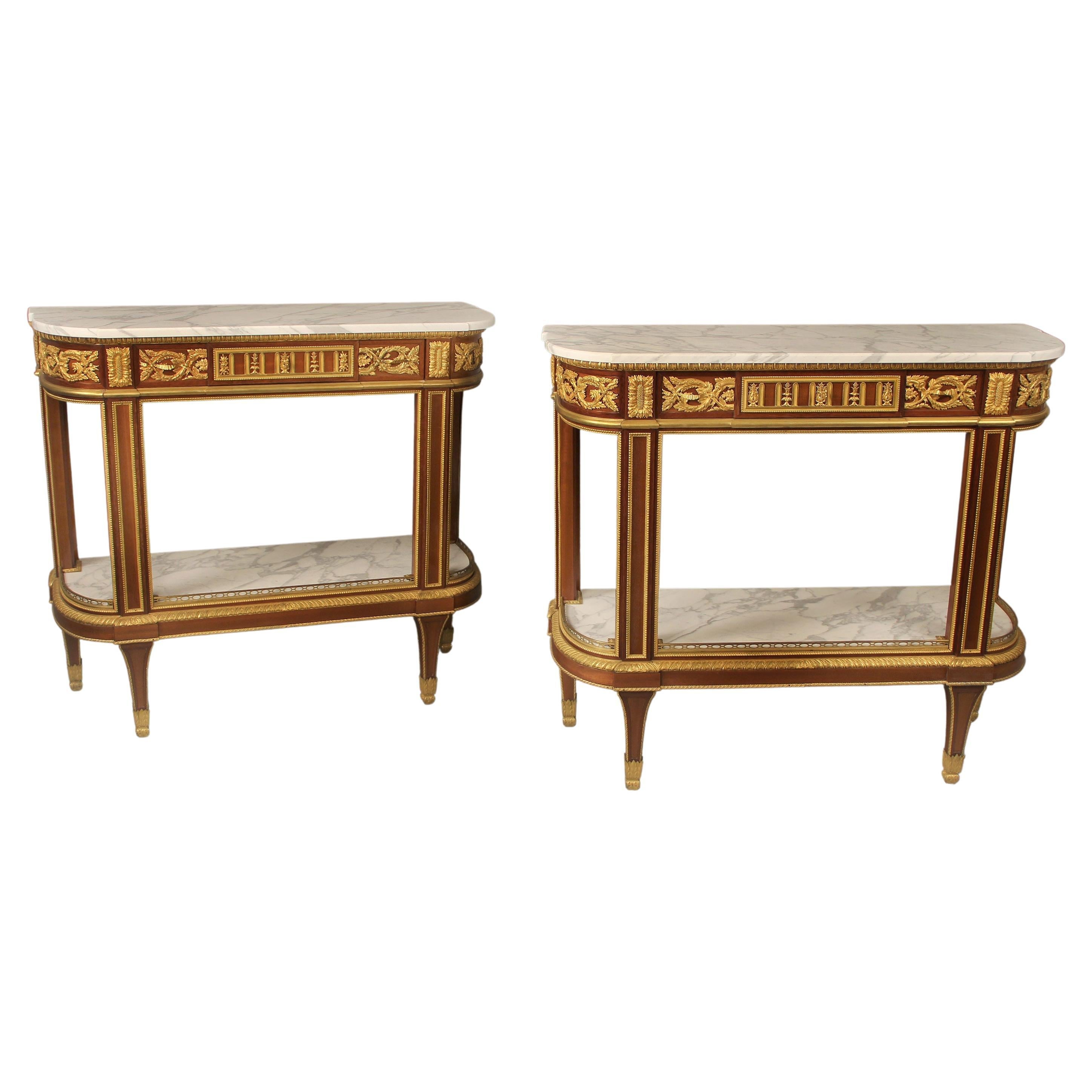 Pair of Mid 19th Century Gilt Bronze Mounted Console/Dessert Tables, Winckelsen For Sale