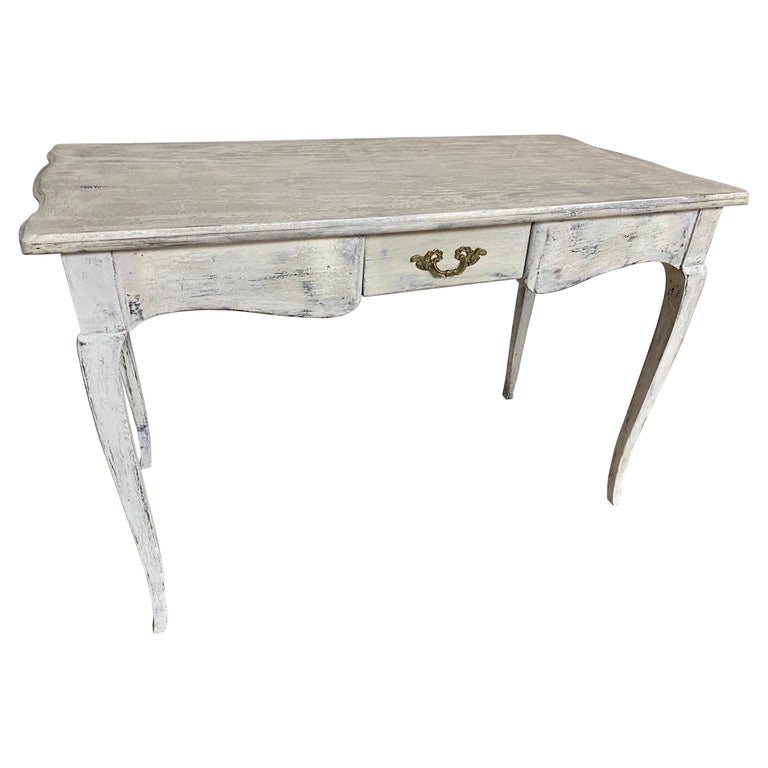 French Louis XV Style Painted Bureau Plat Writing Desk For Sale