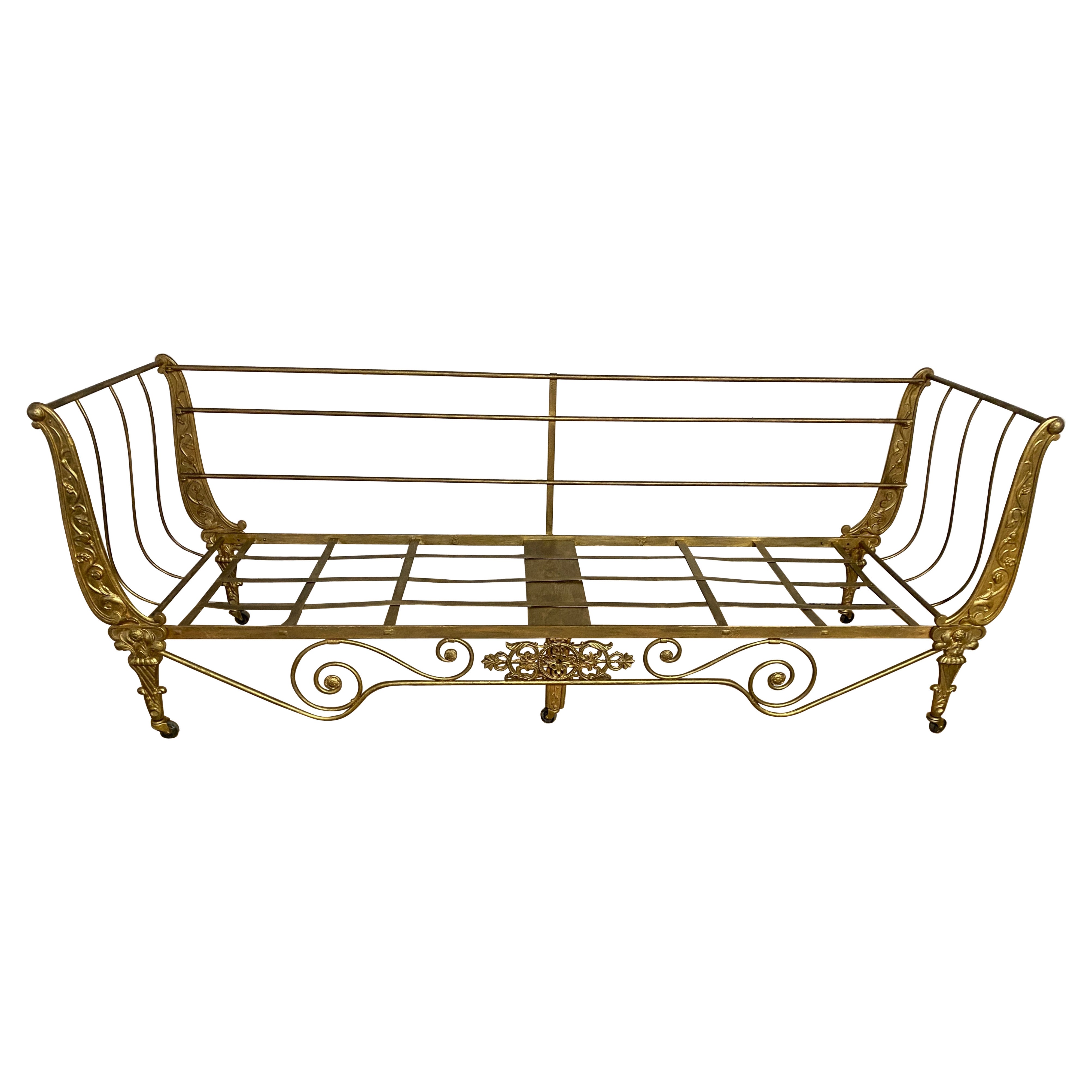 Antique French Iron Campaign Style Daybed