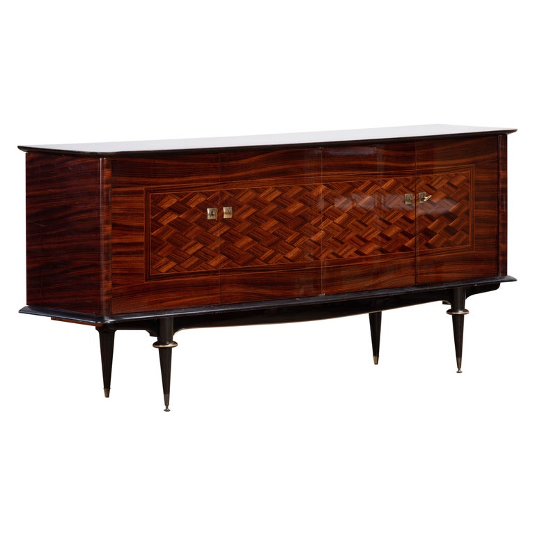 French Large Art Deco Sideboard Macassar, 1940s For Sale