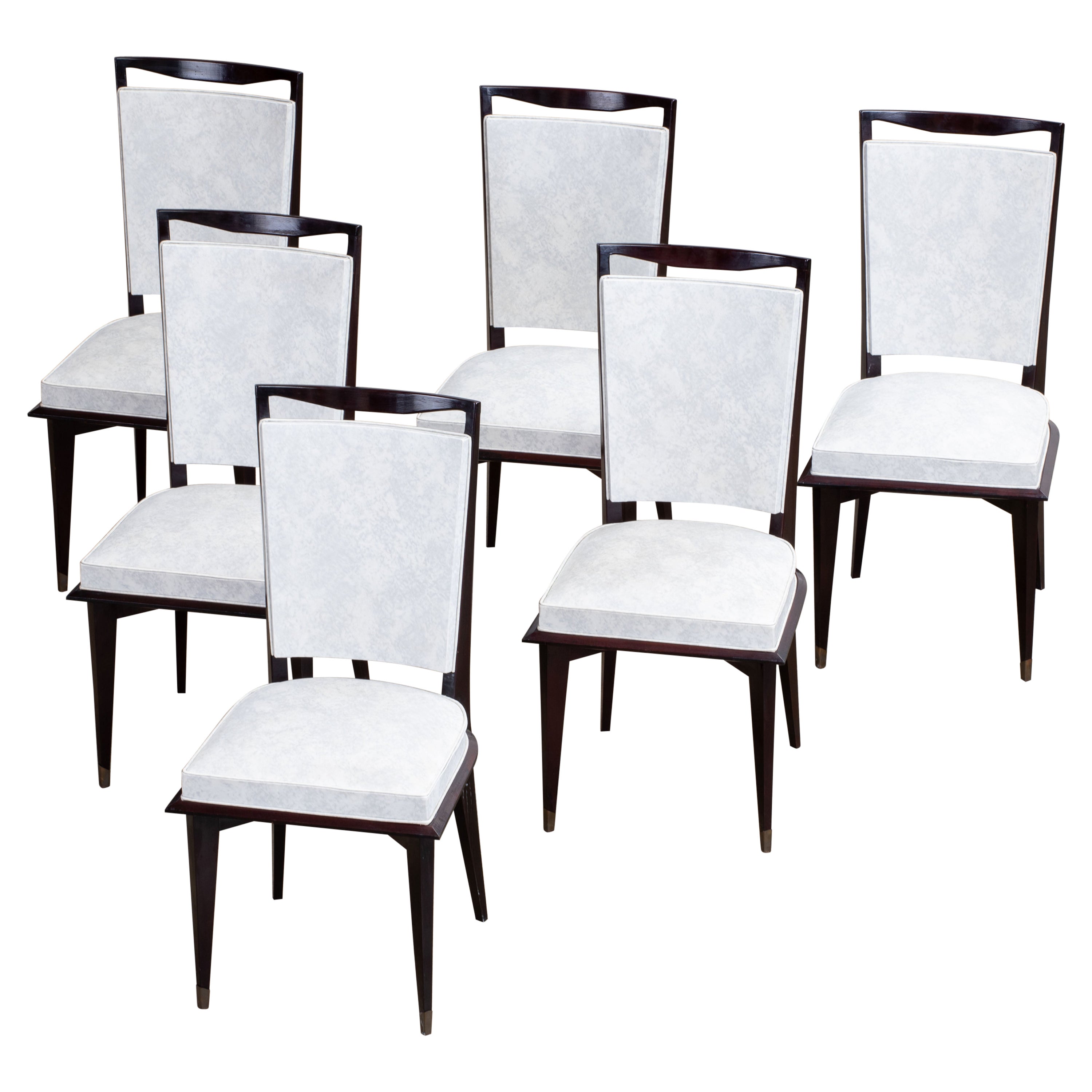 Art Deco Set of 6 Chairs, France, 1940 For Sale