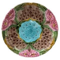 French Majolica Flower Plate Orchies, circa 1900