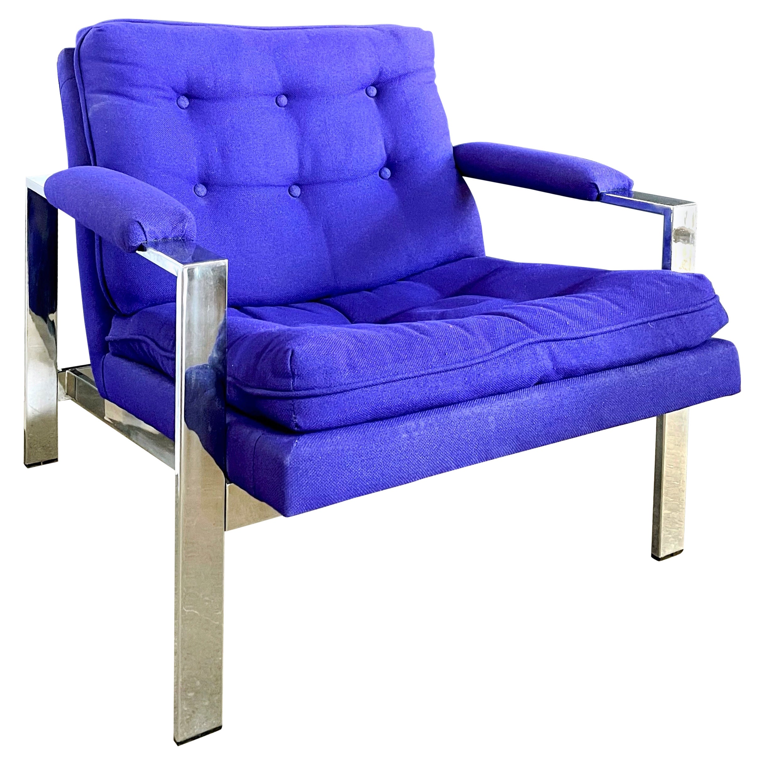 Milo Baughman / Cy Mann Style Chrome Frame Lounge Chair