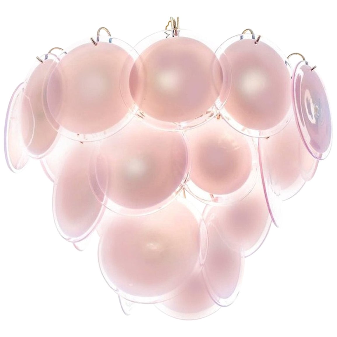 Charming Amethyst Pink Disc Murano Chandelier, 1970s For Sale
