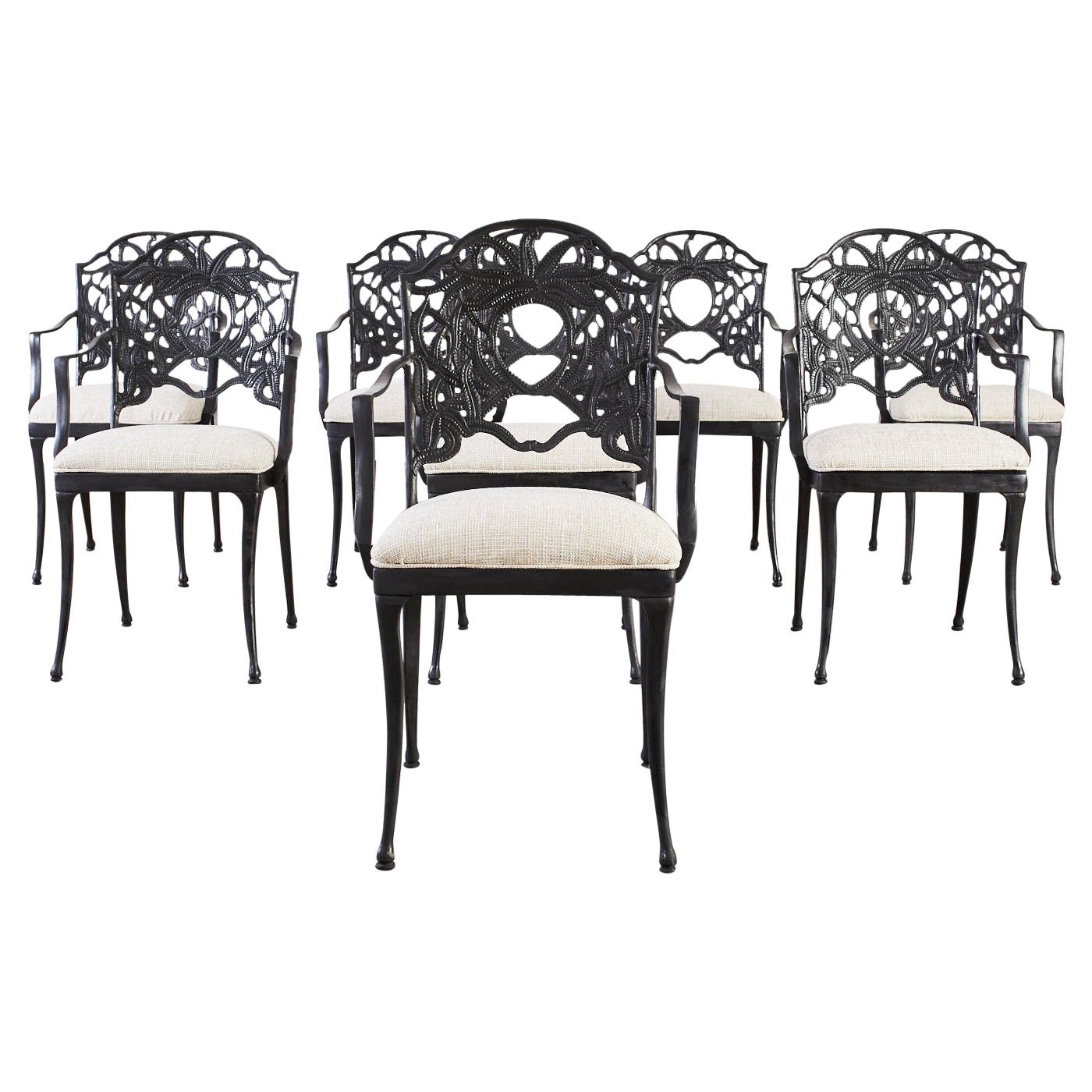 Set di otto poltrone da giardino in alluminio in stile Art Nouveau in vendita