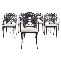 Set di otto poltrone da giardino in alluminio in stile Art Nouveau