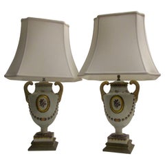 20th Century Porcelain Lamp Pair by Mottahedeh