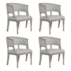 Set of Four 18th c. Swedish Gustavian Period Original Paint Sulla Chairs