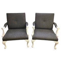 Large Georgian Style Library Armchairs a Pair