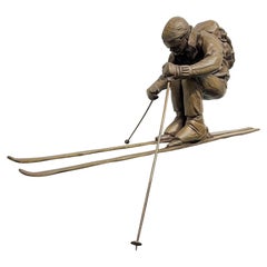 Large Decorative Bronze Sculpture of a Skier