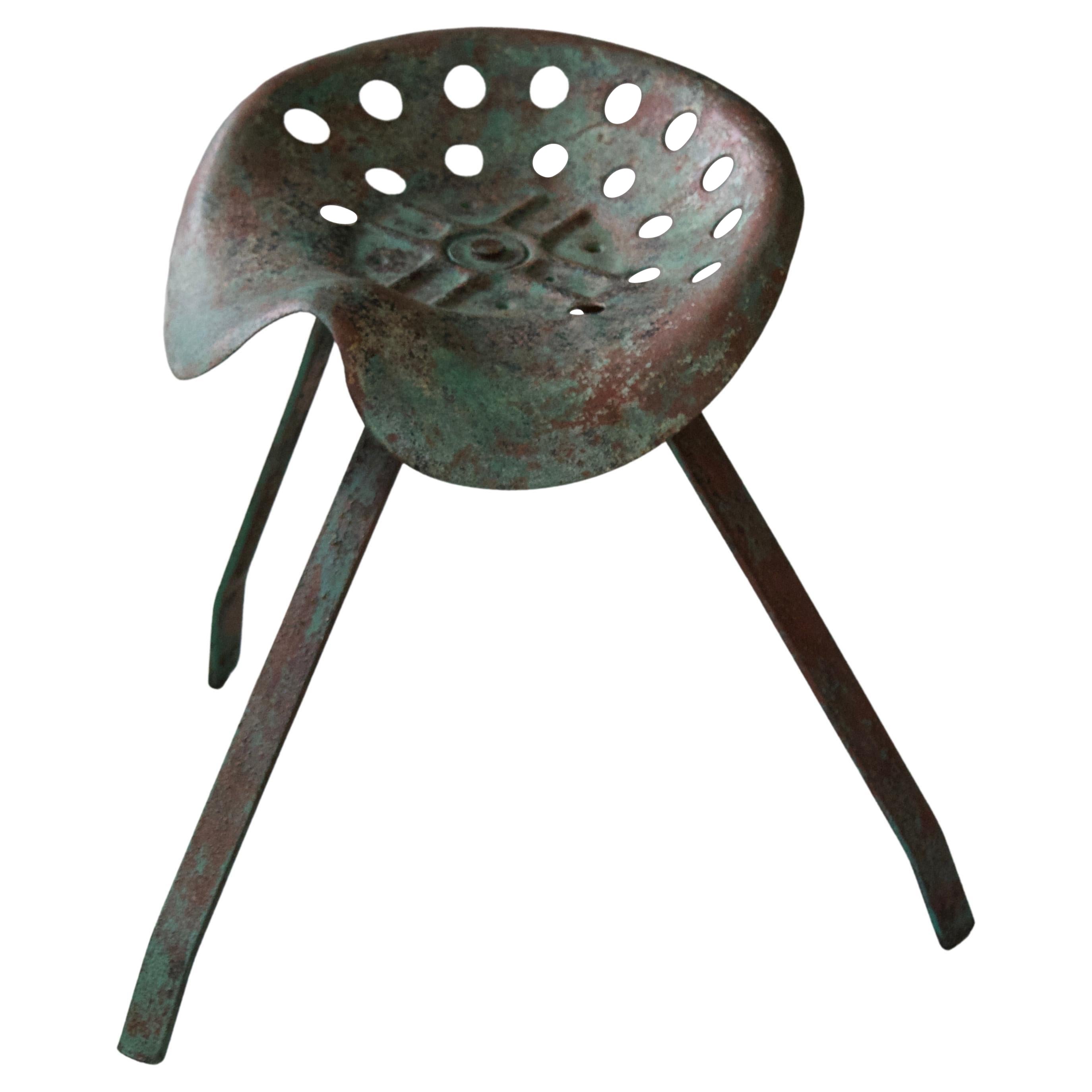 American, Industrial Stool, Green-Painted Metal, United States, 1940s