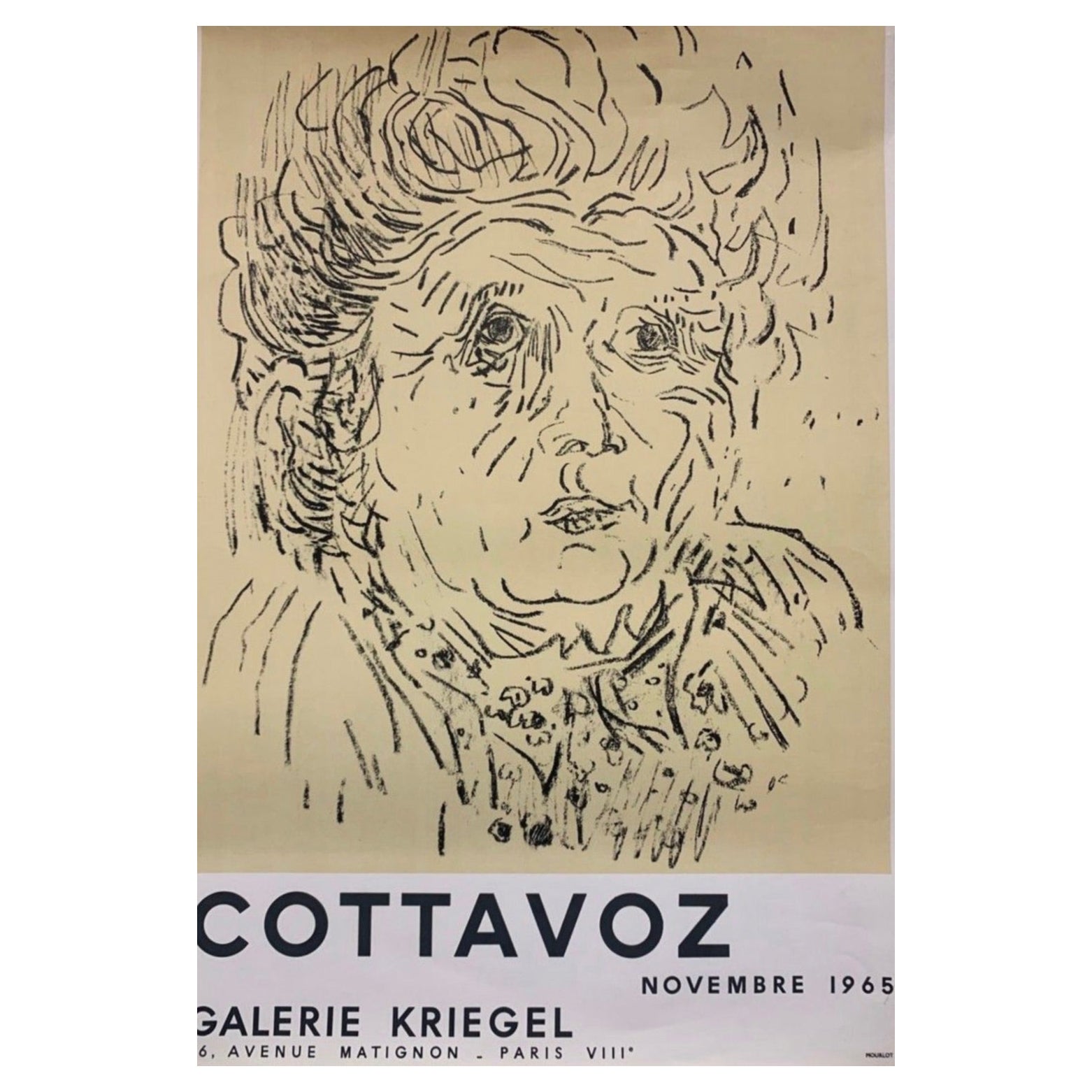 André Cottavoz Original Vintage French Poster, Galerie Kriegel, 1965 For Sale