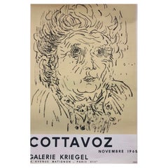 André Cottavoz Original Retro French Poster, Galerie Kriegel, 1965