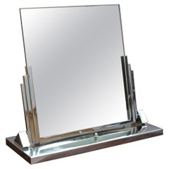Used Fine French Art Deco Illuminated Chrome Table Mirror