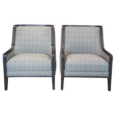 2 Arhaus James Studio Modern Upholstered Club Lounge Office Library Arm Chairs