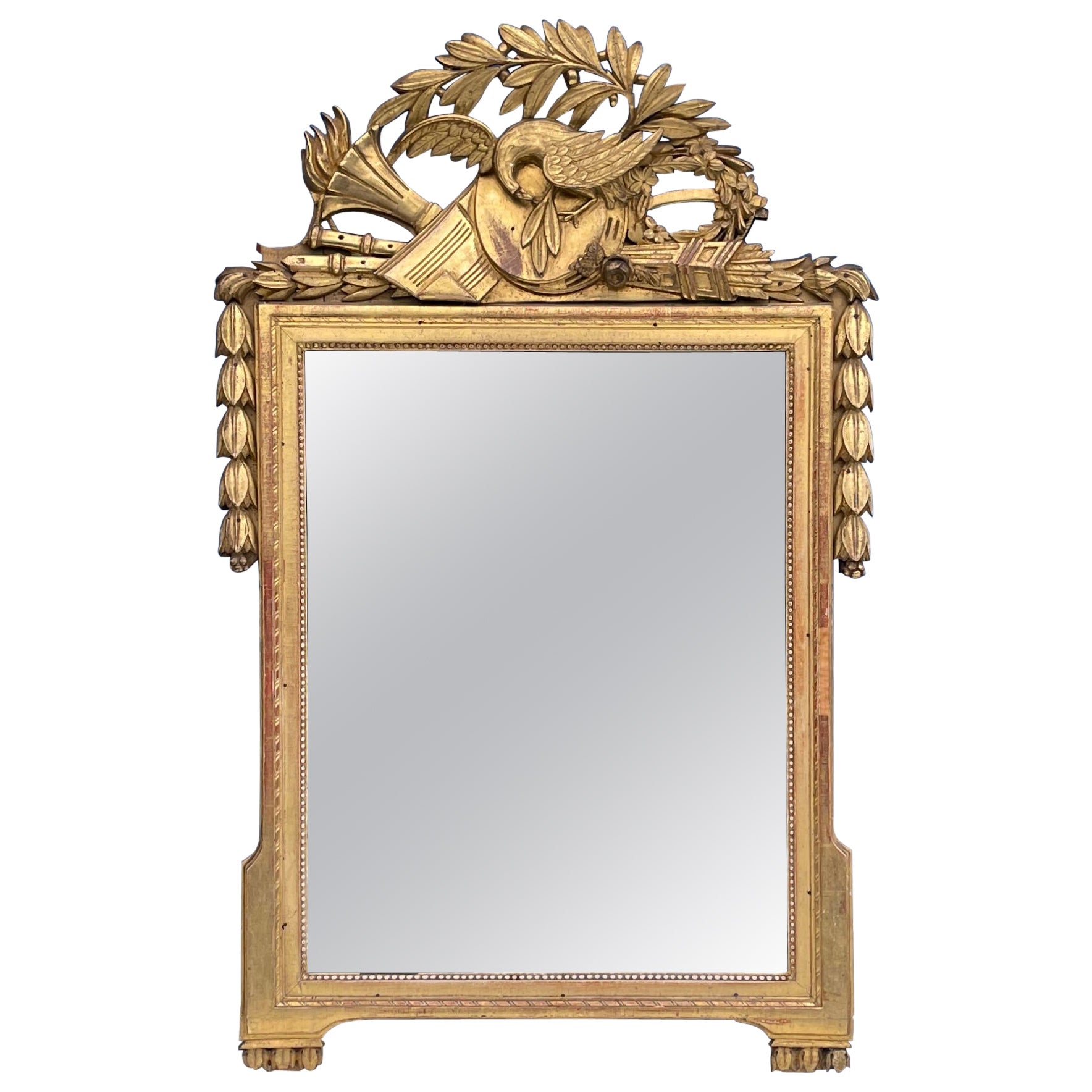 19th Century French Neo-Classical Style Carved Giltwood Mirror
