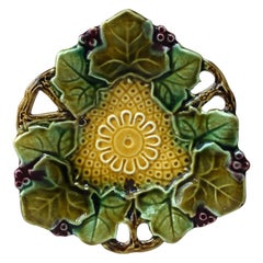 French Majolica Dish Leaf, Circa 1890