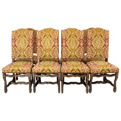 Eight French Dining Chairs Beech Os de Mouton Louis XIII Style, circa 1960