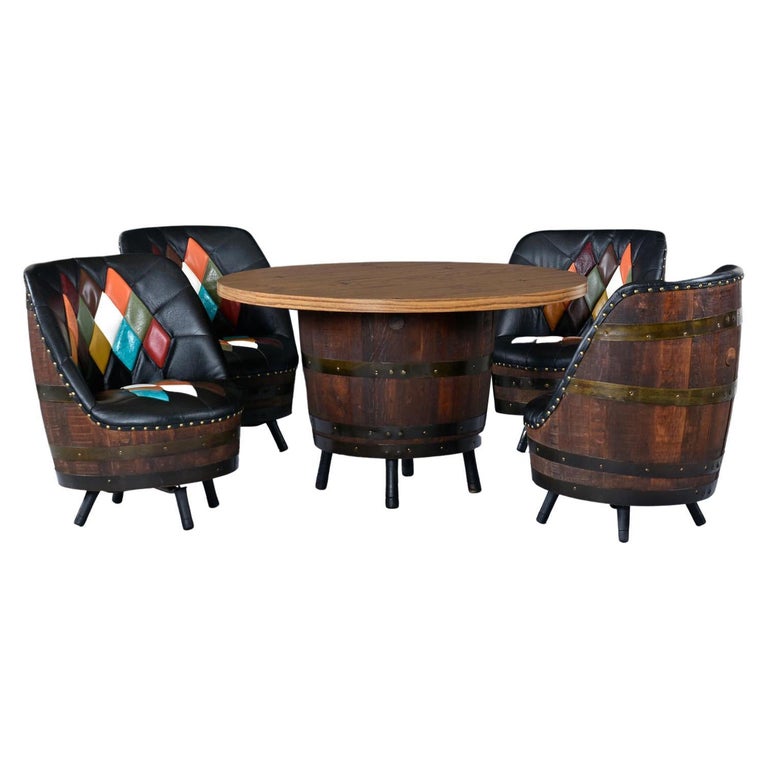 Brothers Furniture Harlequin Whiskey, Dining Room Table With Barrel Chairs
