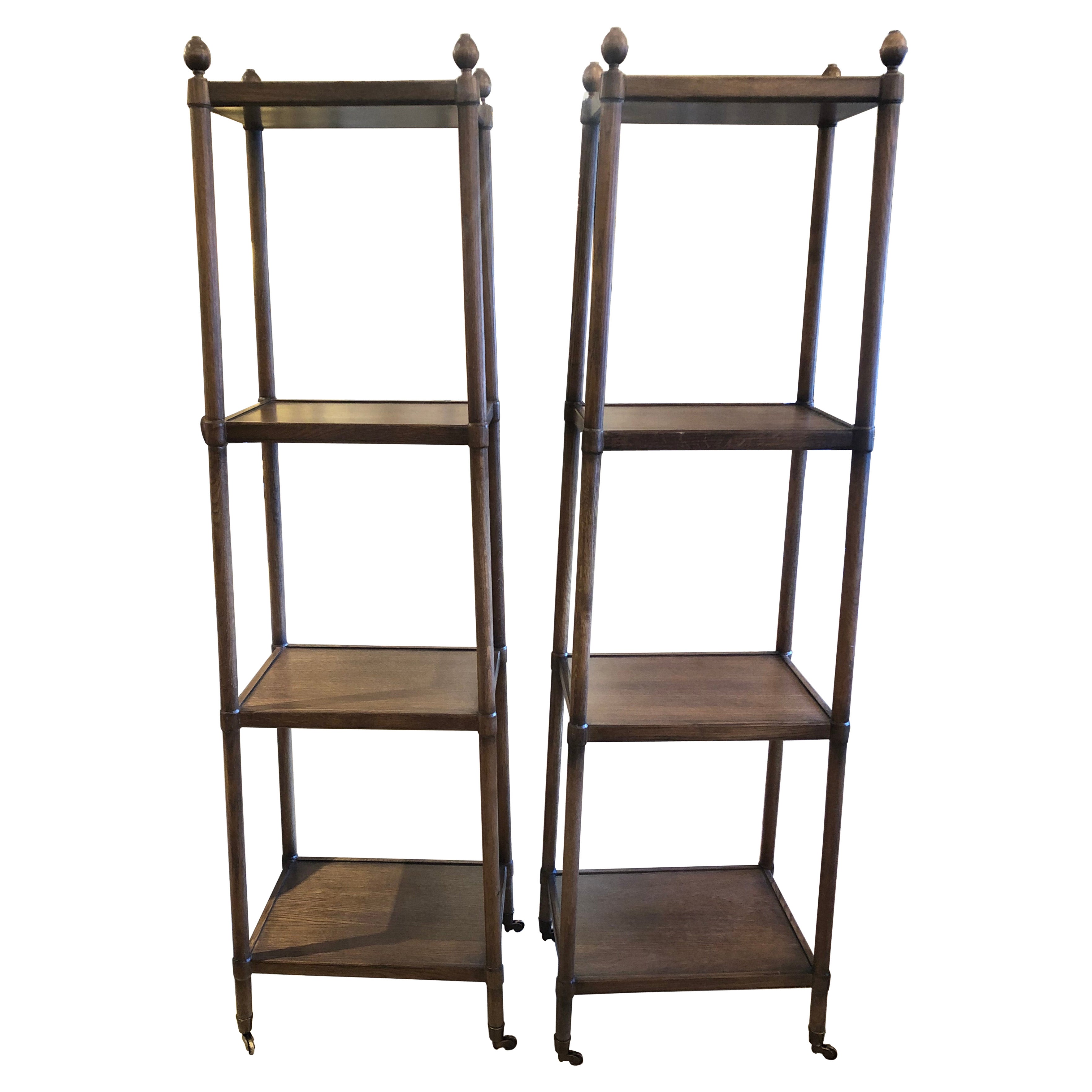 Pair of MidCentury Modern Brass and Glass Multi Tiered Étagère