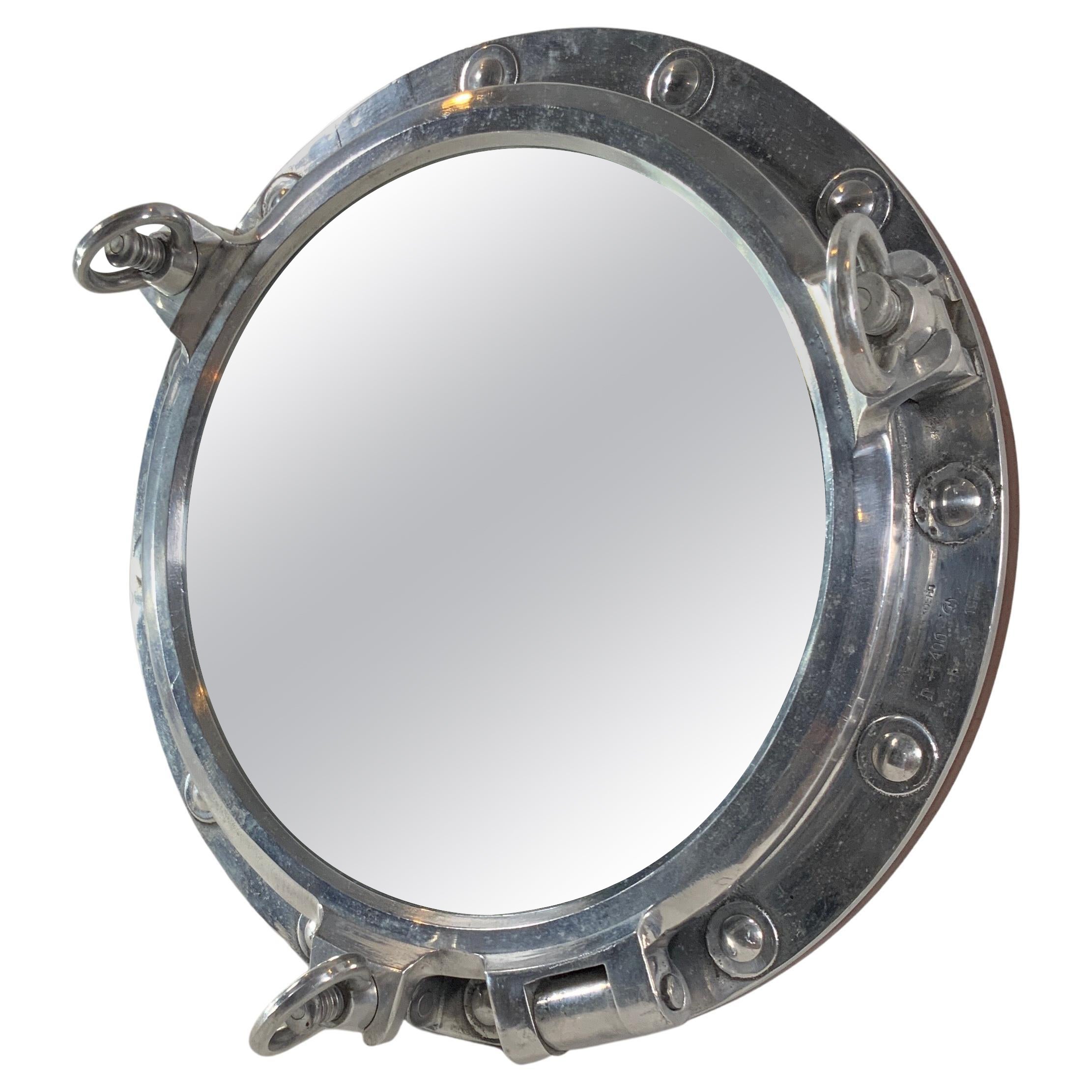 Aluminum Ship’s Porthole Mirror For Sale