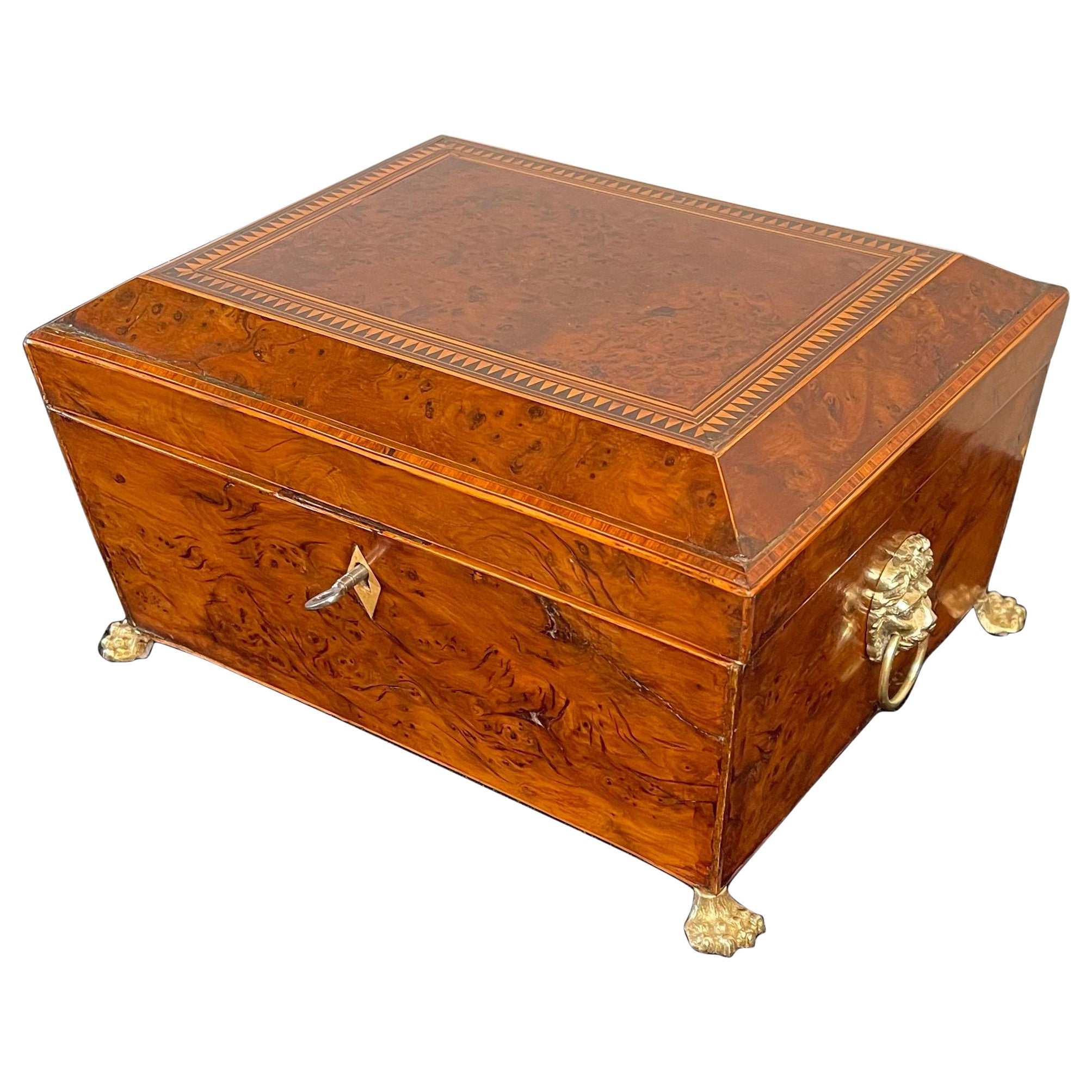 English Birdseye Maple Sewing Box For Sale