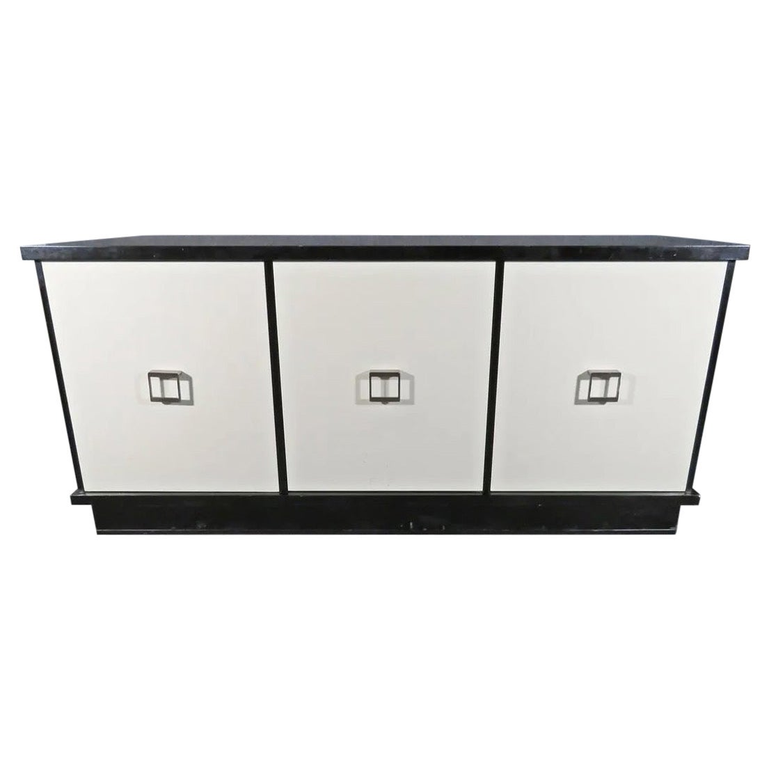 With beautiful ebonized panels and metal pulls, this vintage sideboard is full of timeless style. Please confirm item location with seller (NY/NJ).