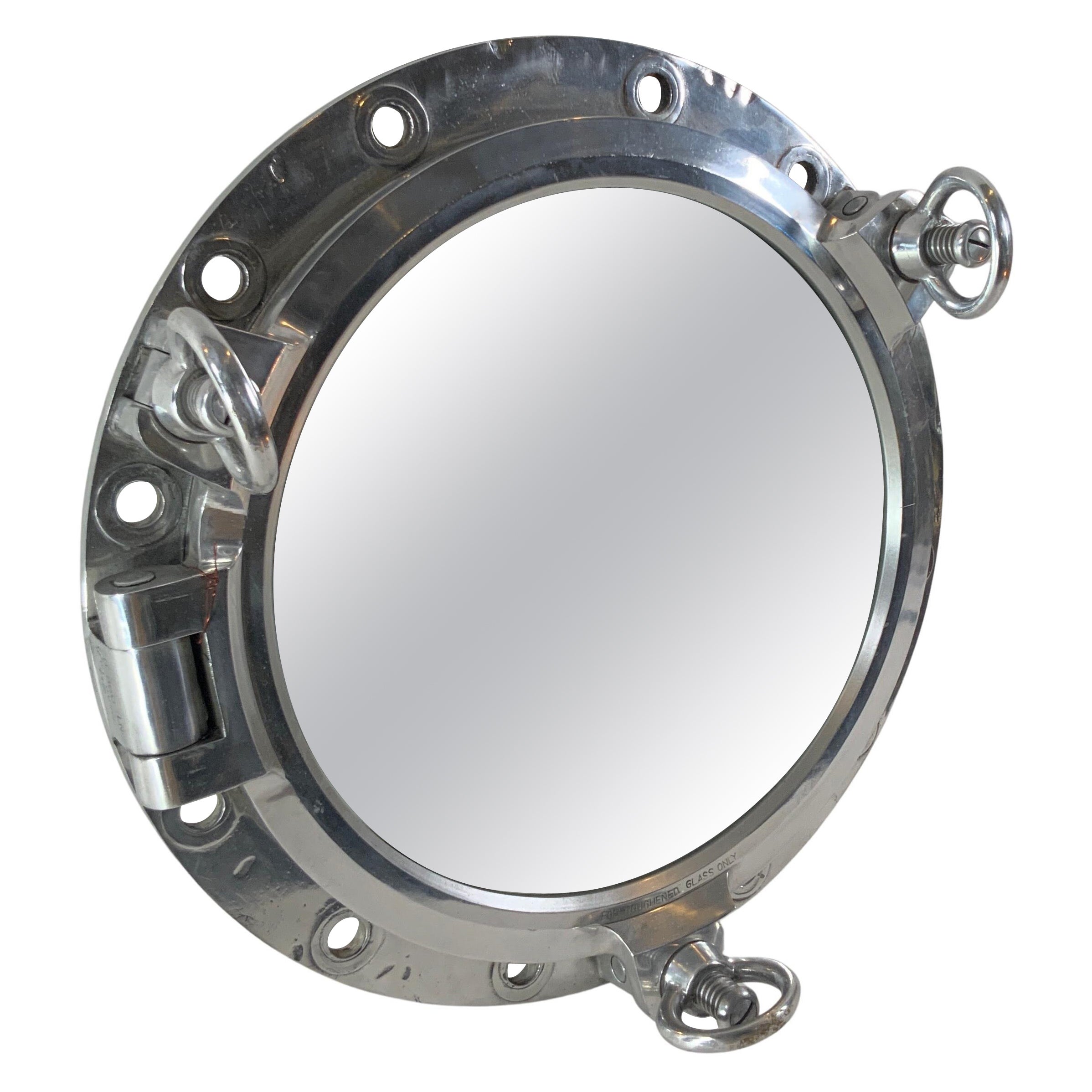 Aluminum Ship's Porthole Mirror For Sale