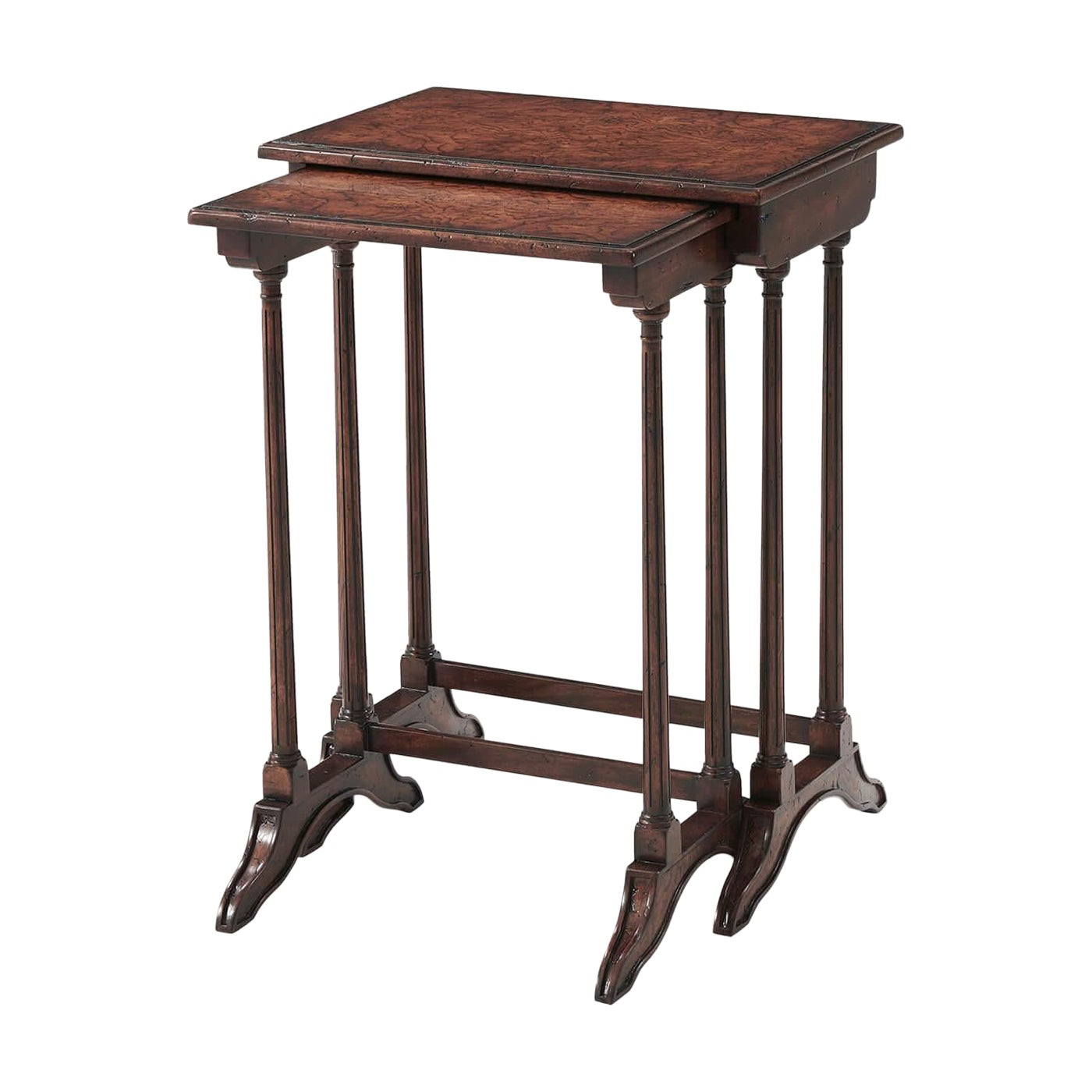 Regency Burl Nest of Tables For Sale