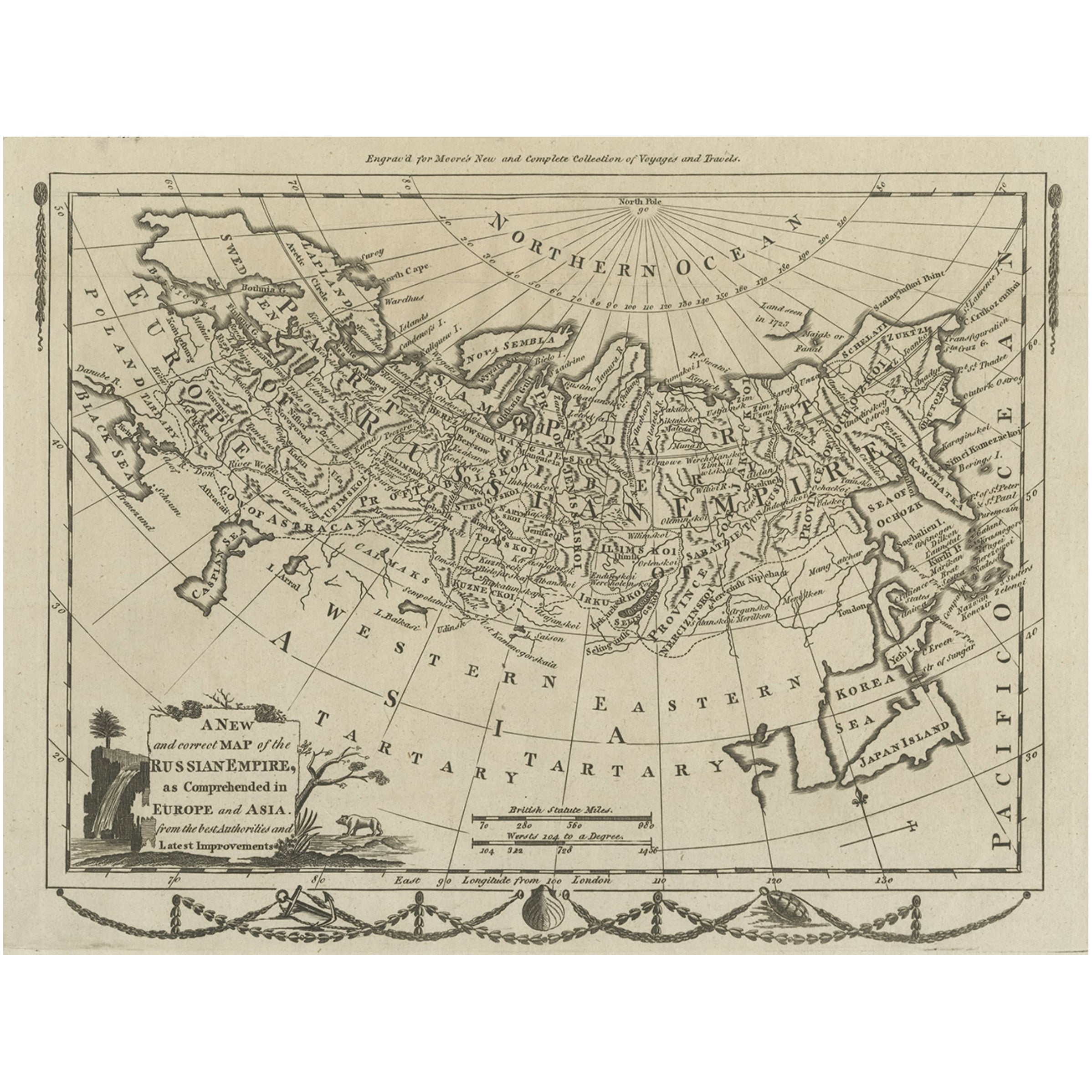 Original Antique Engraved Map of the Russian Empire, 1778 For Sale