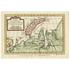 Antique Decorative Original Old Map of Nova Zembla and the Russian Mainland, ca.1760