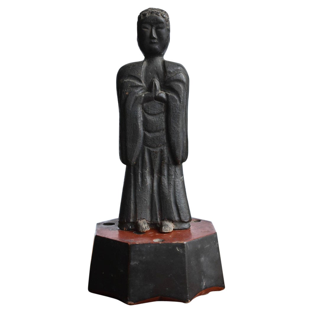 Statue de Bouddha en bois sculpté en bois de la période Edo au Japon / Bouddha des 1750-1850 en vente
