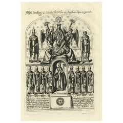 Antique Rare Religious Print of Roman Bishops Contributing to Absis Oratory, 1742