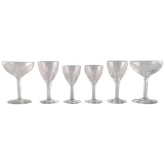 Baccarat, France, Six Glasses in Clear Mouth-Blown Crystal Glass, Mid-20th C.