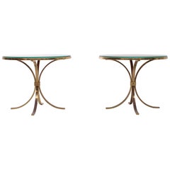 Pair of Brass & Mirror Side Tables by Vereinigte Werkstätten München, 1960s
