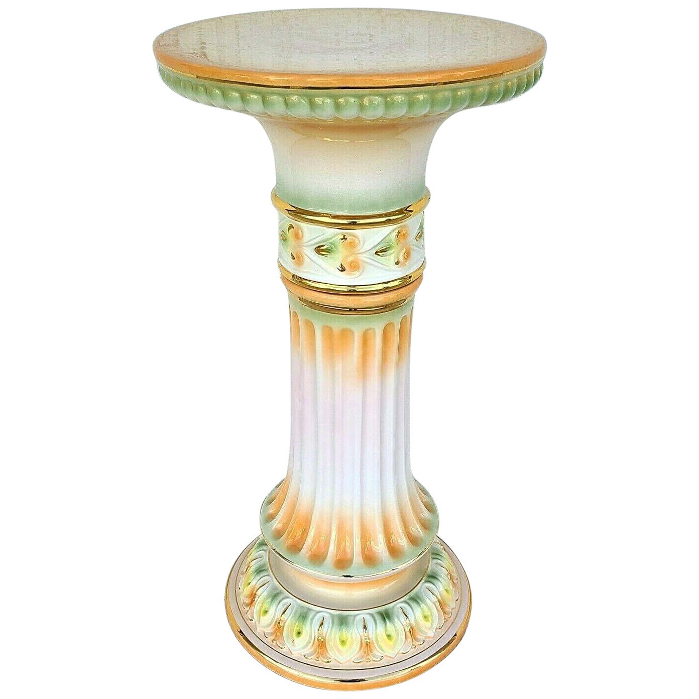 Large Signed Italian Porcelain Display Column Stand